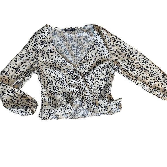 Nasty Gal Blouse Womens Sz 10 Lightweight Long Sleeve Flirty Club Feminine Top - Picture 1 of 14